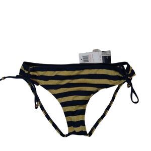 Tommy Hilfiger Navy and Gold Striped Bikini Bottom